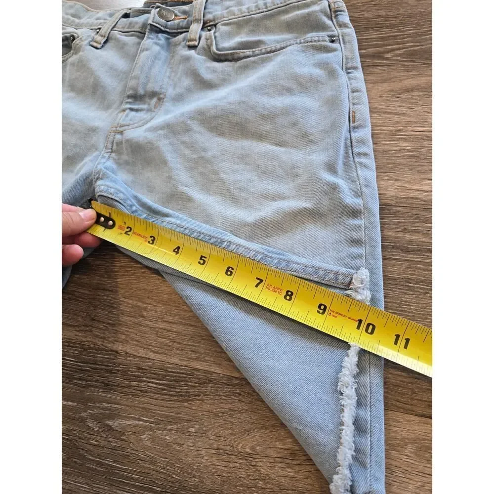 Original Use Skinny Jean Shorts Size 30 Light Wash Raw Hem Stretch Denim Y2K